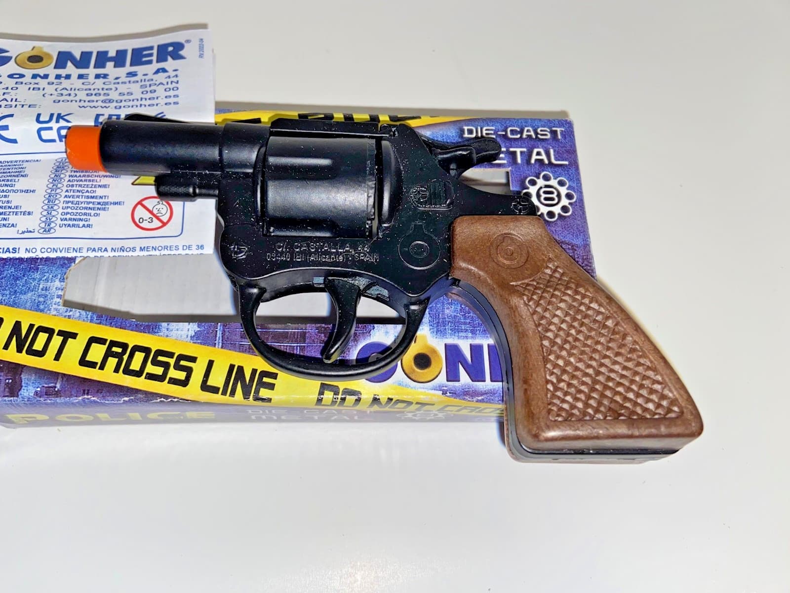 Gonher 357 Black Colt Detective Style 8-Shot Toy Cap Gun - Made in Spain 4