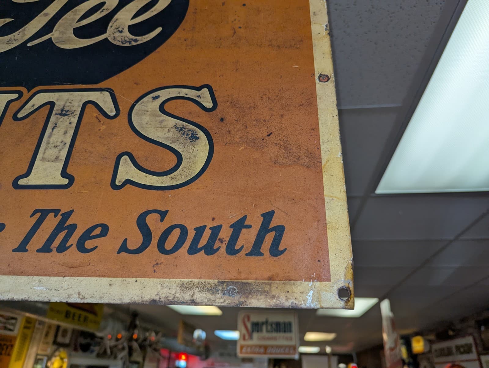 Rare 1930s Pee Gee Paints "Made in the South" Tin Litho Double-Sided Sign 3