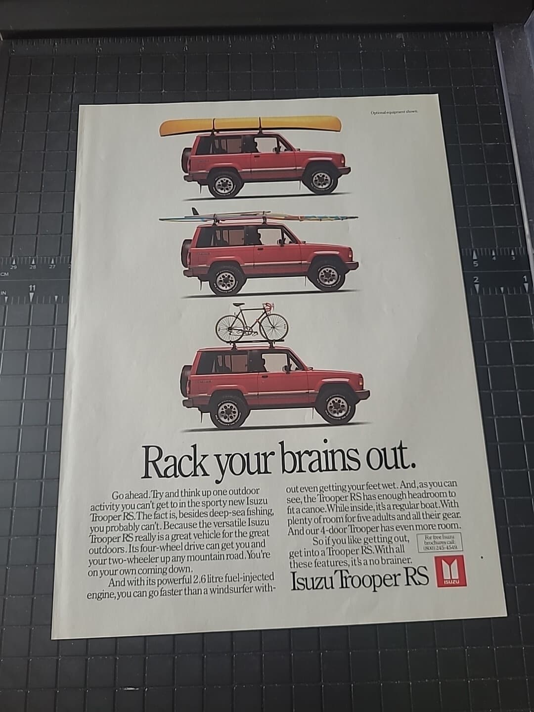 Isuzu Trooper RS Print Ad Vintage 1989 8x11 Great To Frame