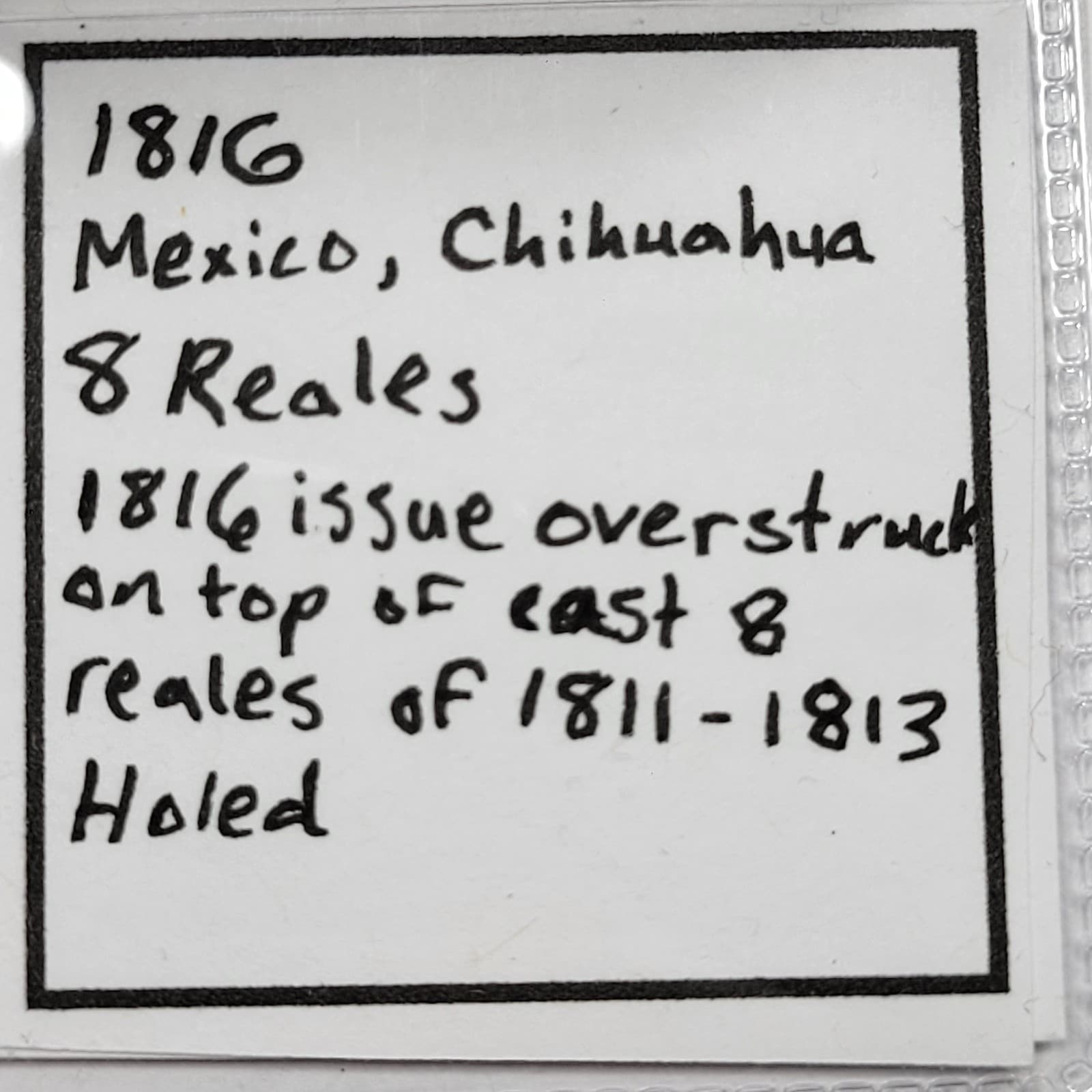 1816 Mexico CHIHUAHUA Silver 8 Reales Overstruck on CA Cast Silver 8R *K796 5