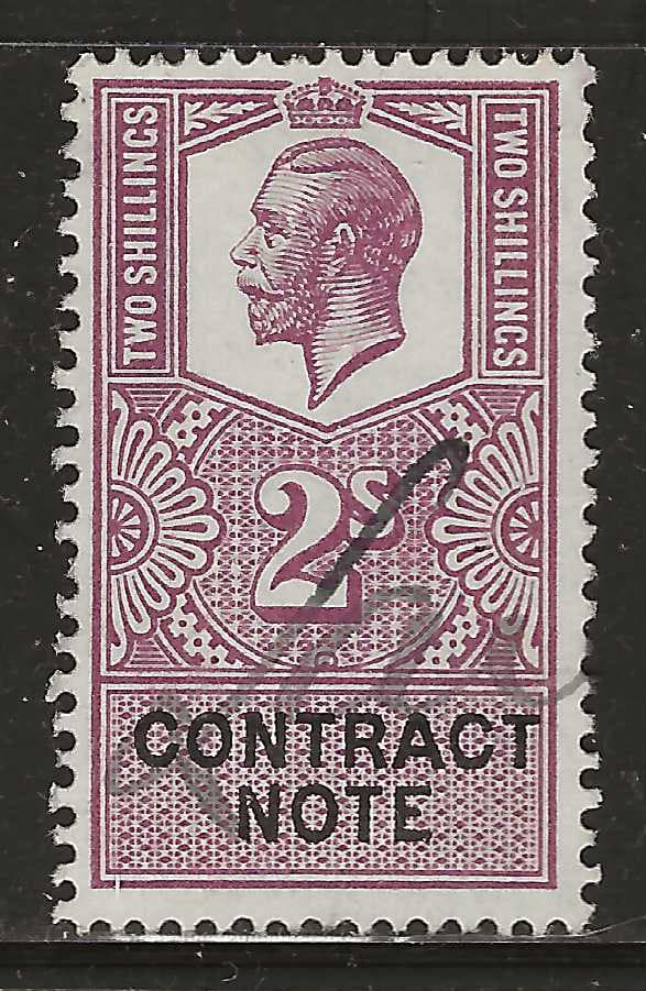 GREAT BRITAIN 20th Century REVENUES...2 Shillings CONTRACT NOTE