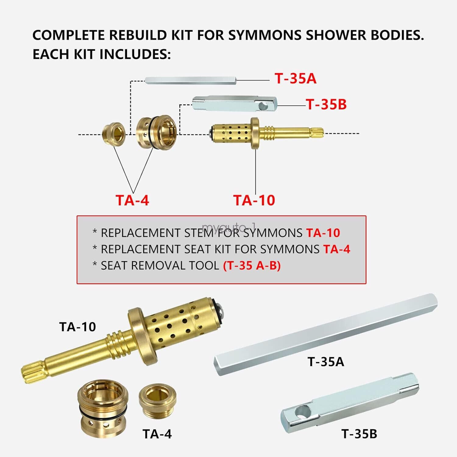 Complete Valve Rebuild kit fits Symmons Temptrol Valve TA-10,TA-4,T-35 A/B 2