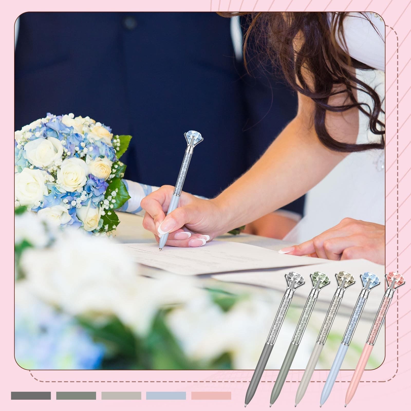 40 Pcs Diamond Ballpoint Pens Big Crystal Colorful Retractable Gem Rhinestone... 6