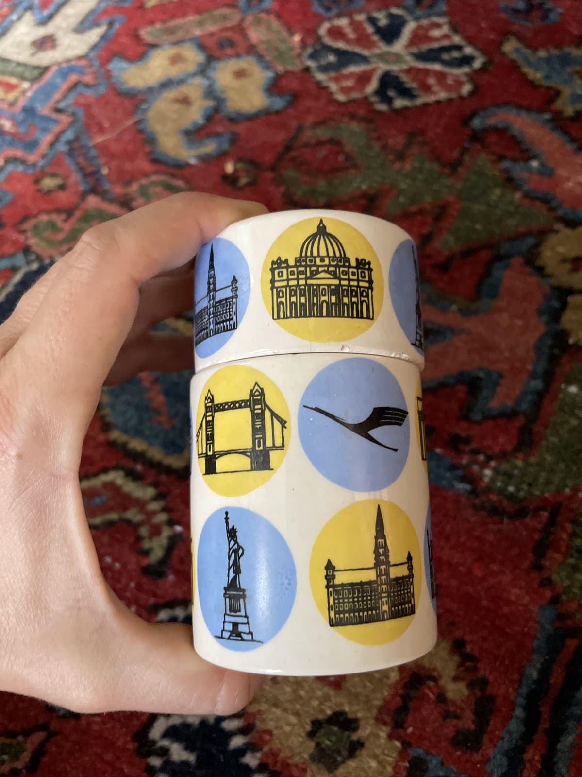 Vintage 60s Lufthansa Airlines Ceramic Jar Container Waechtersbach Sarotti MCM 2