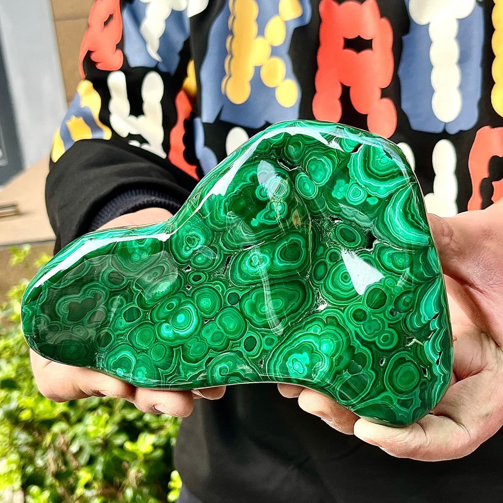 2.95LB Natural glossy Malachite transparent cluster rough mineral sample 4