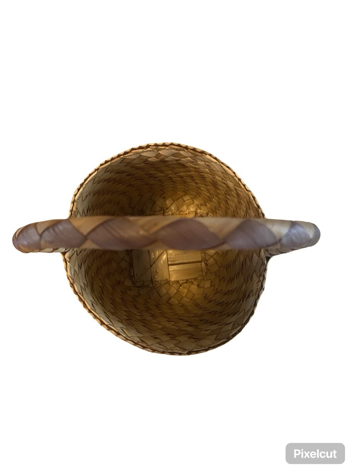 Handwoven Pandanus Thatch Shopping Market Basket with Handles 17” 6