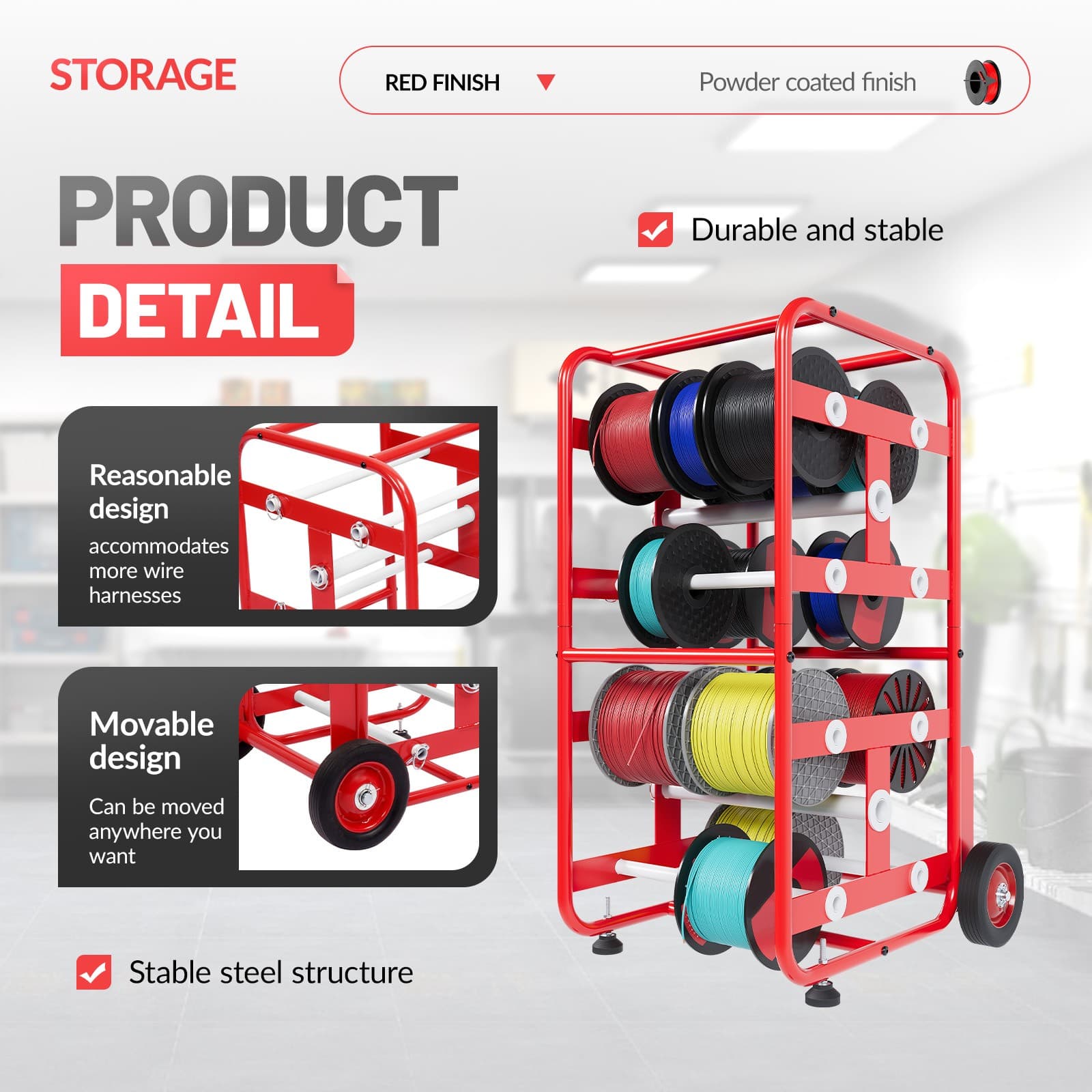 Transportable Multiple Axle Cable Caddy Wire Spool Cart For Workplace Efficiency 3