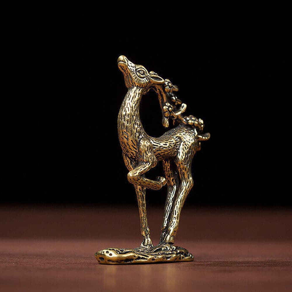 Solid Brass Deer Figurine Statue Home Ornaments Animal Figurines Gift New 1pc 3