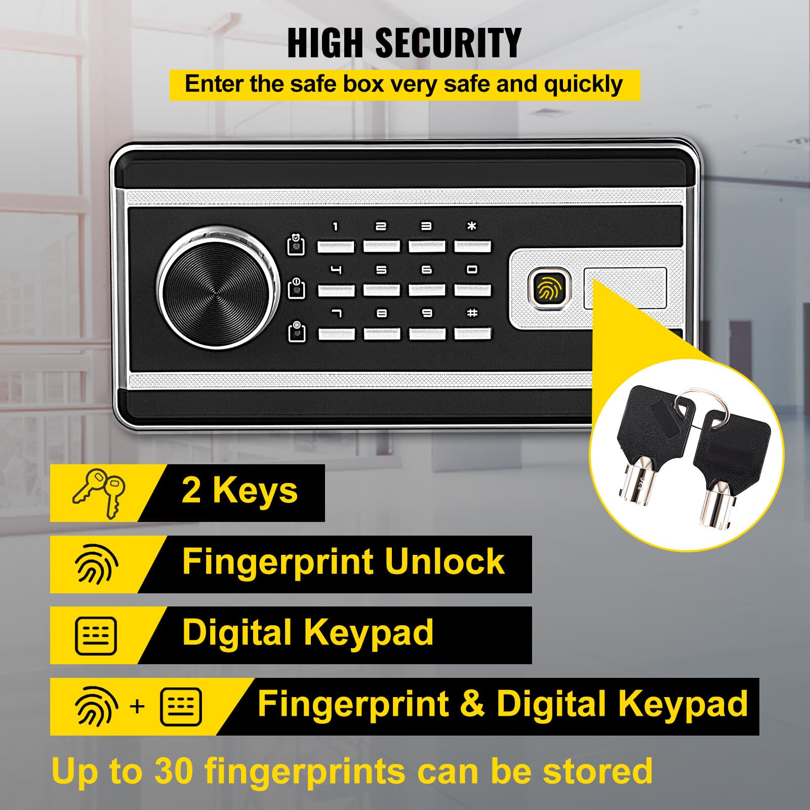 Safe Box Lock Security 1.7 Cubic Feet Digital Safe Key Lock Home Office 3