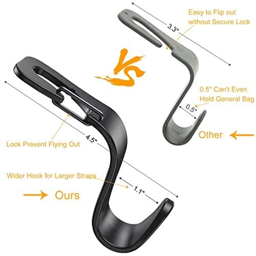 4 Pack Car Back Seat Headrest Hook Hanger for Purse Grocery Bag Handbag Hat  3