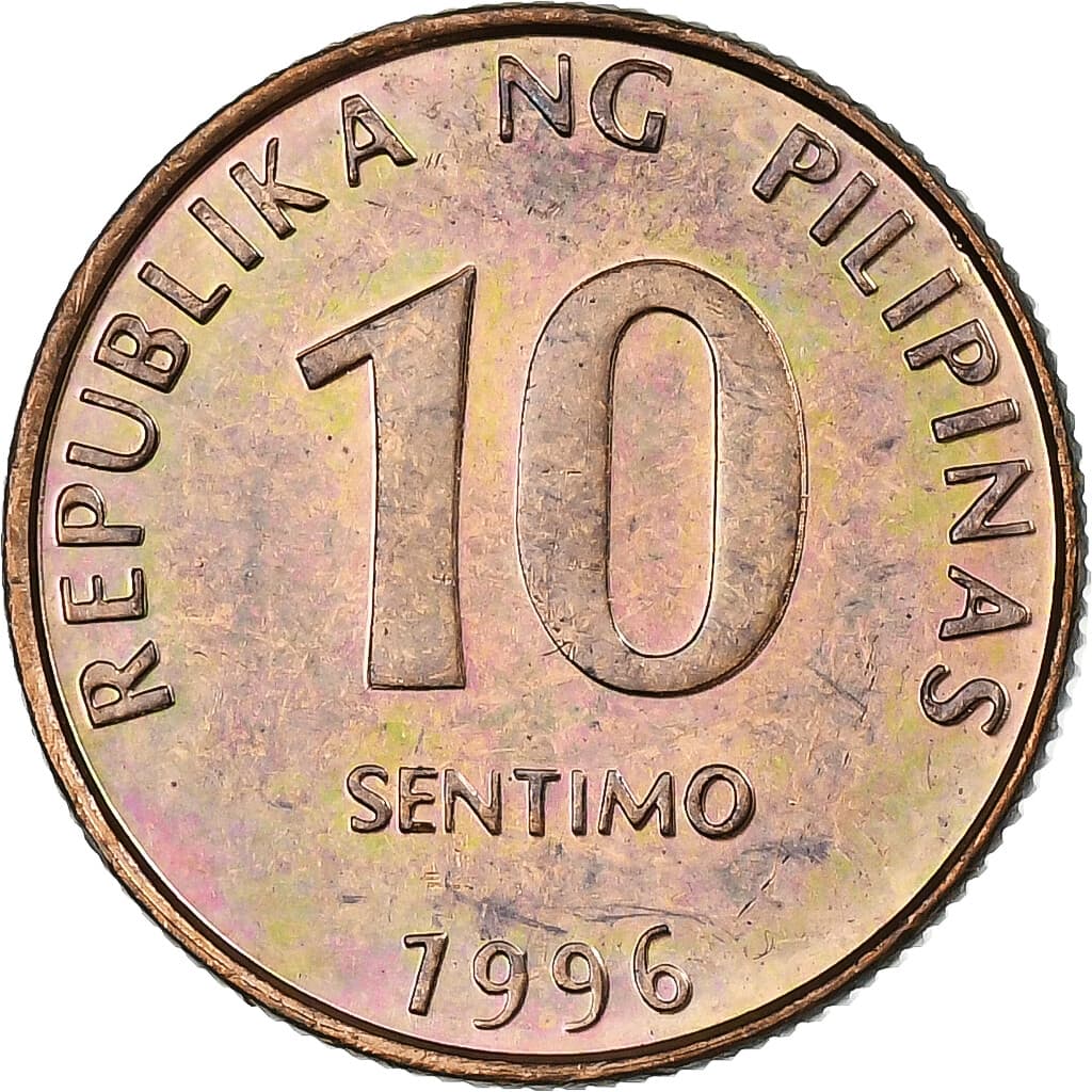 [#1250999] Philippines, 10 Sentimos, 1996, Acier plaqué cuivre, AU, KM:270.1 2