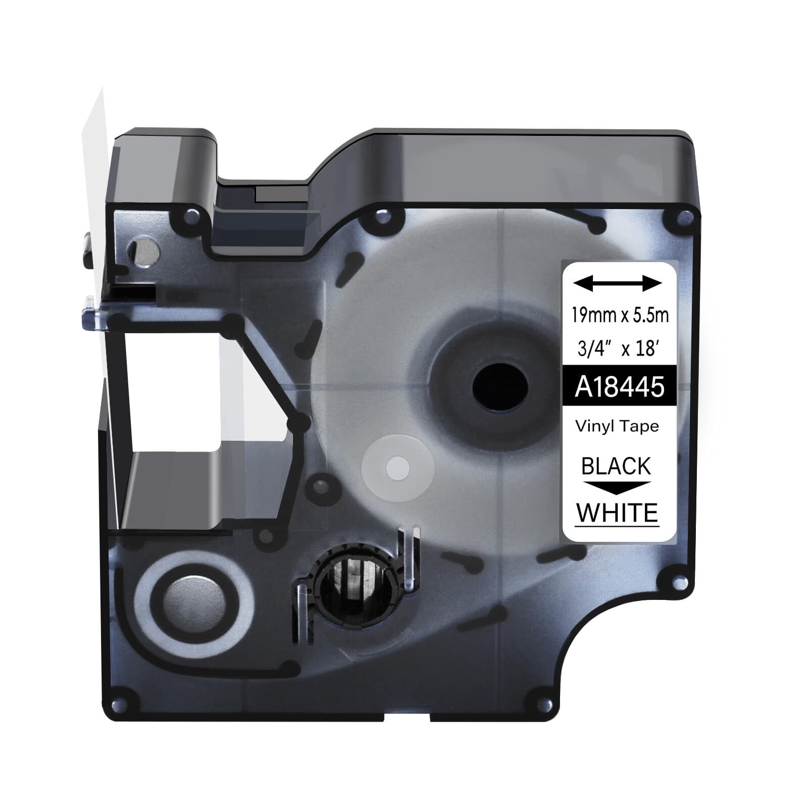 1PK Black on White IND Vinyl Label Tape 18445 for Dymo Rhino 6500 6000 3/4"