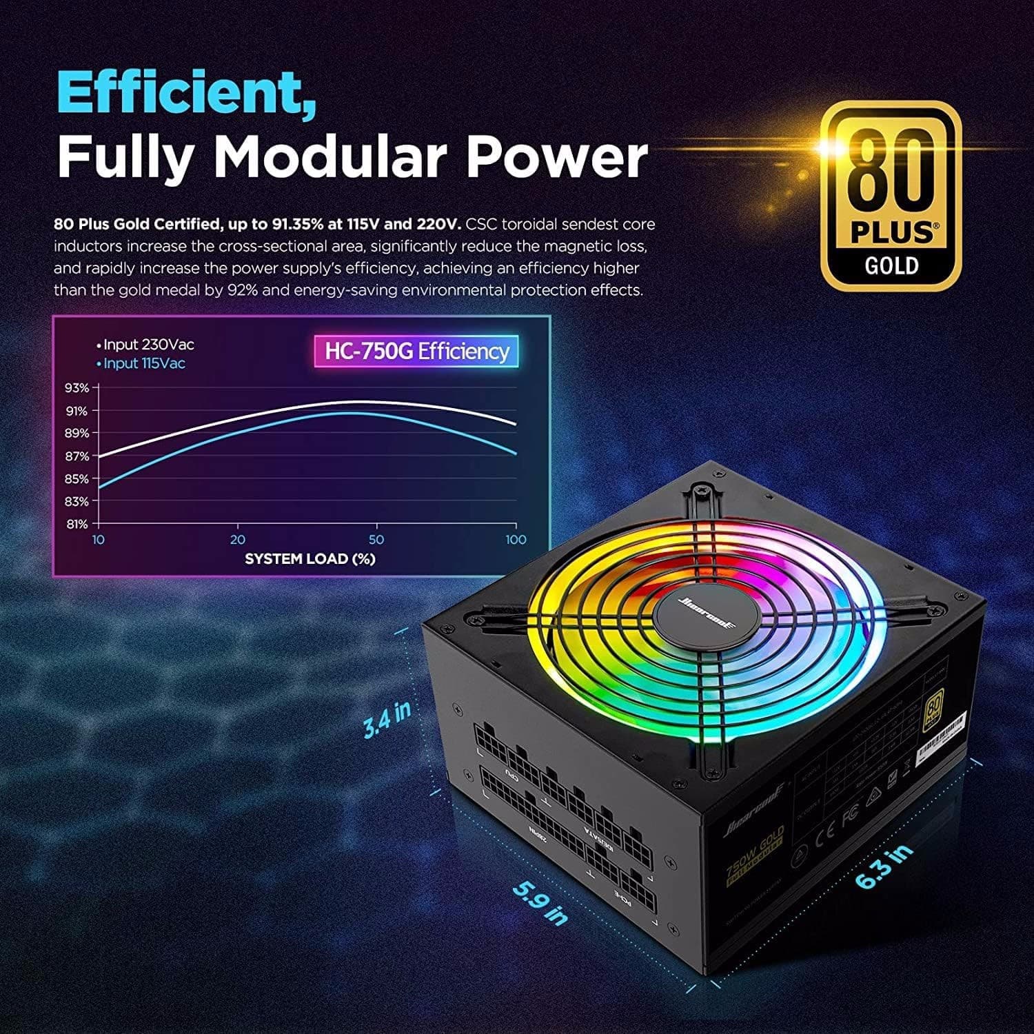 Computer Power Supplies, 750W Addressable RGB Light Power Supply for Gaming PC 2