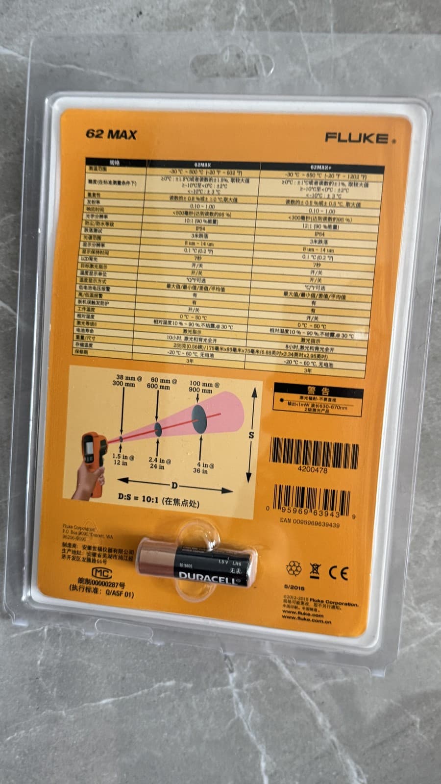 Fluke 62 MAX Infrared Thermometer: -22° to 932 4