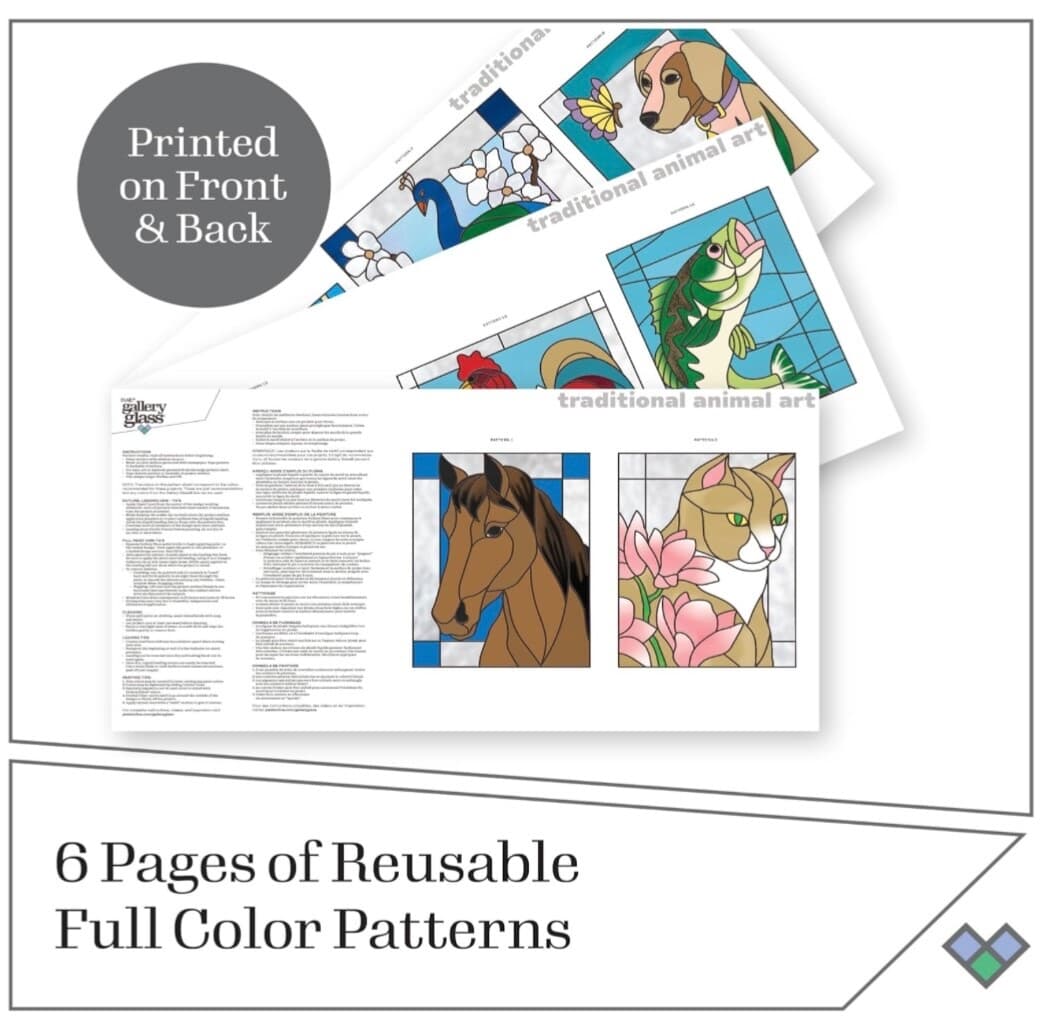 Gallery Glass PATTERN Pack: Traditional ANIMALS, Dogs, Cats, Birds, Horses &more 5