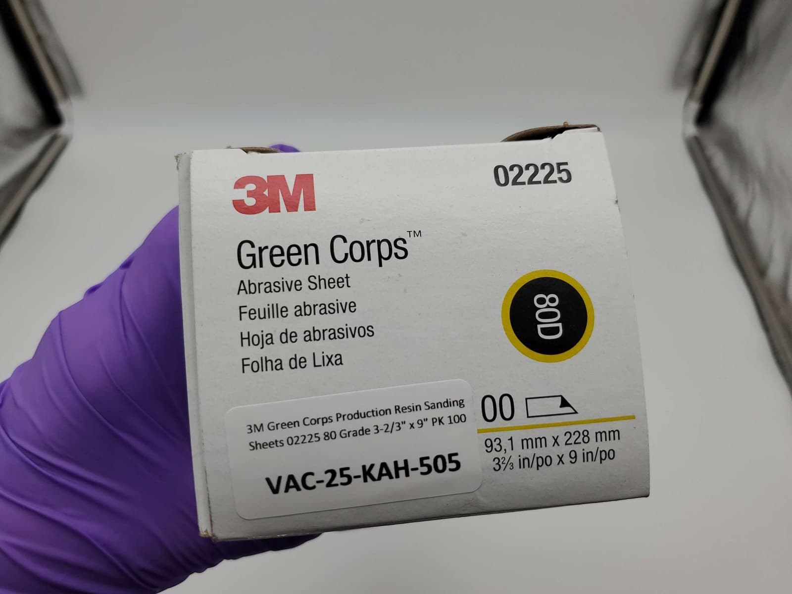 3M Green Corps Production Resin Sanding Sheets 02225 80 Grade 3-2/3" x 9" PK 100 4