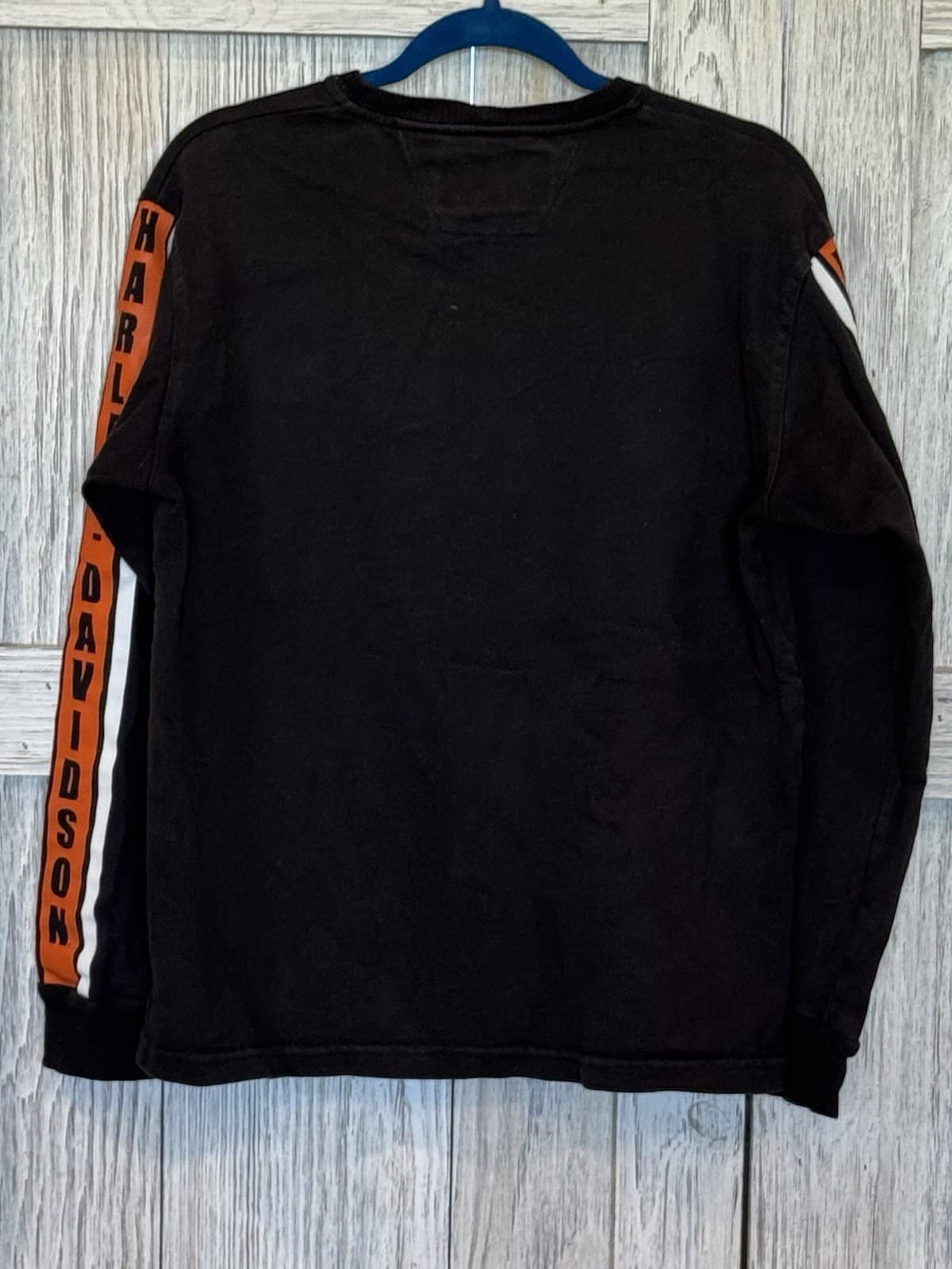 Vintage Harley Davidson Men's Embroidered L/S Tee SZ S Black Heavy Weight USA 2