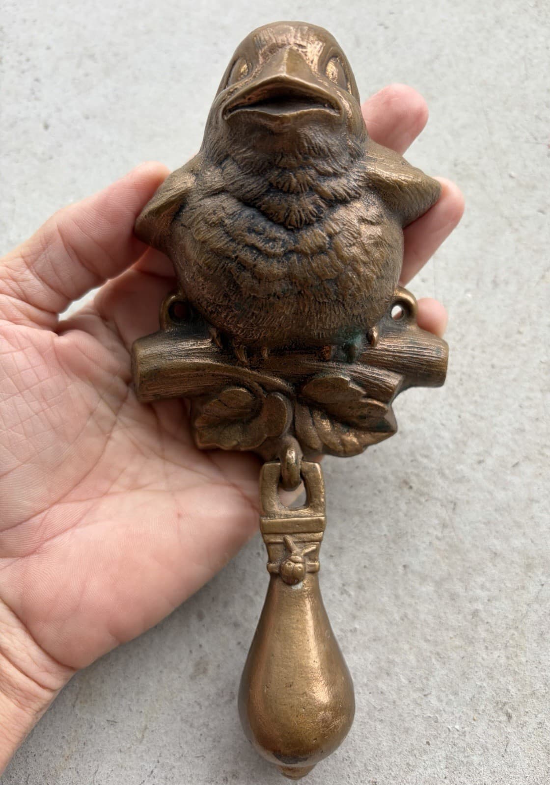 VINTAGE HEAVY SOLID BRASS 2.25LB. BIRD DOOR KNOCKER GEORGE CARRUTH 1991 3