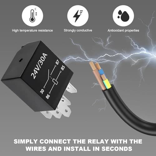 2 PCS 4 Pin Car Starter Relay, 24V 30A Multi-Purpose Automotive Relays, 2PCS 6