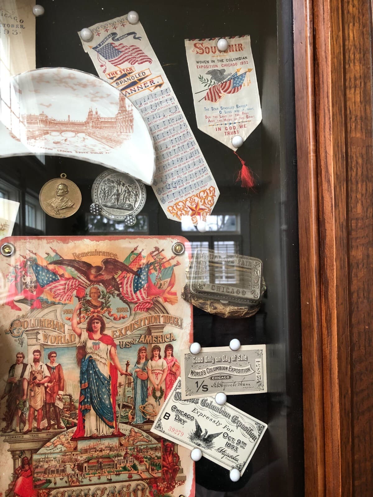 1893 COLUMBIAN WORLDS FAIR CHICAGO 1/4  SAWN OAK GOTHIC FRAMED  Display 27 X 60 3