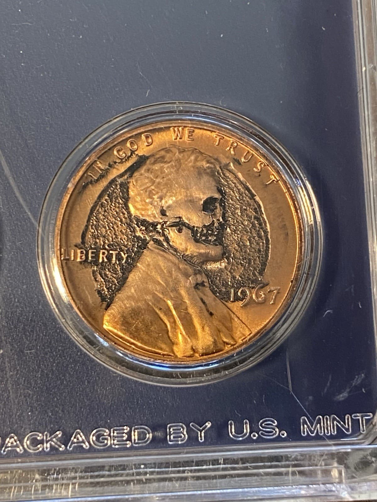 SKULL 1967 SPECIAL SET ! Hand  Engraved Hobo Coins 1967 - 5 Coin Set !! 6