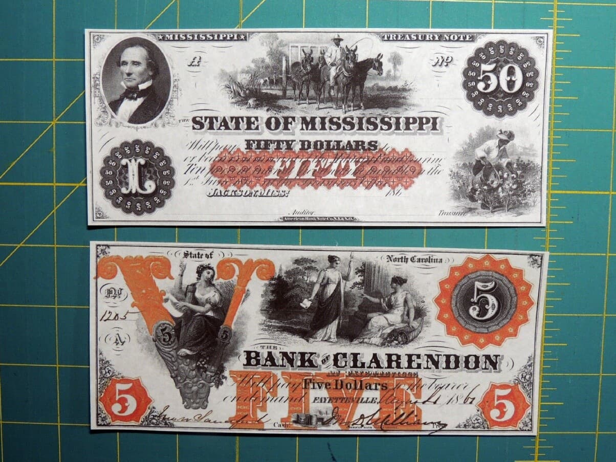 Reproduction Obsolete Bank Notes: Civil War Era 6 Various CSA States Set #3 3