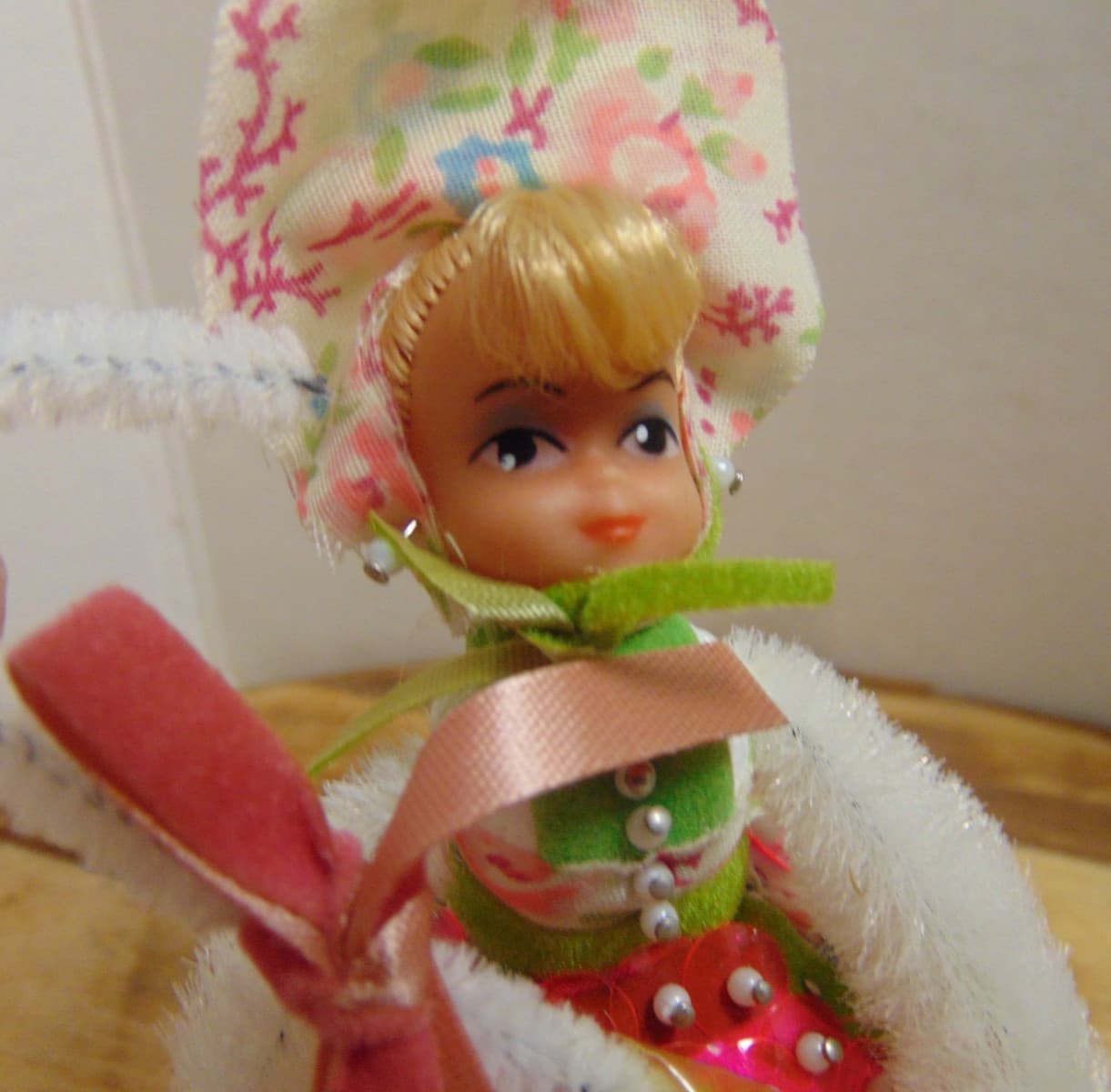 Li'l Missy Bead Sequin Doll Little Bo Peep & 2 Sheep Completed Vintage 2