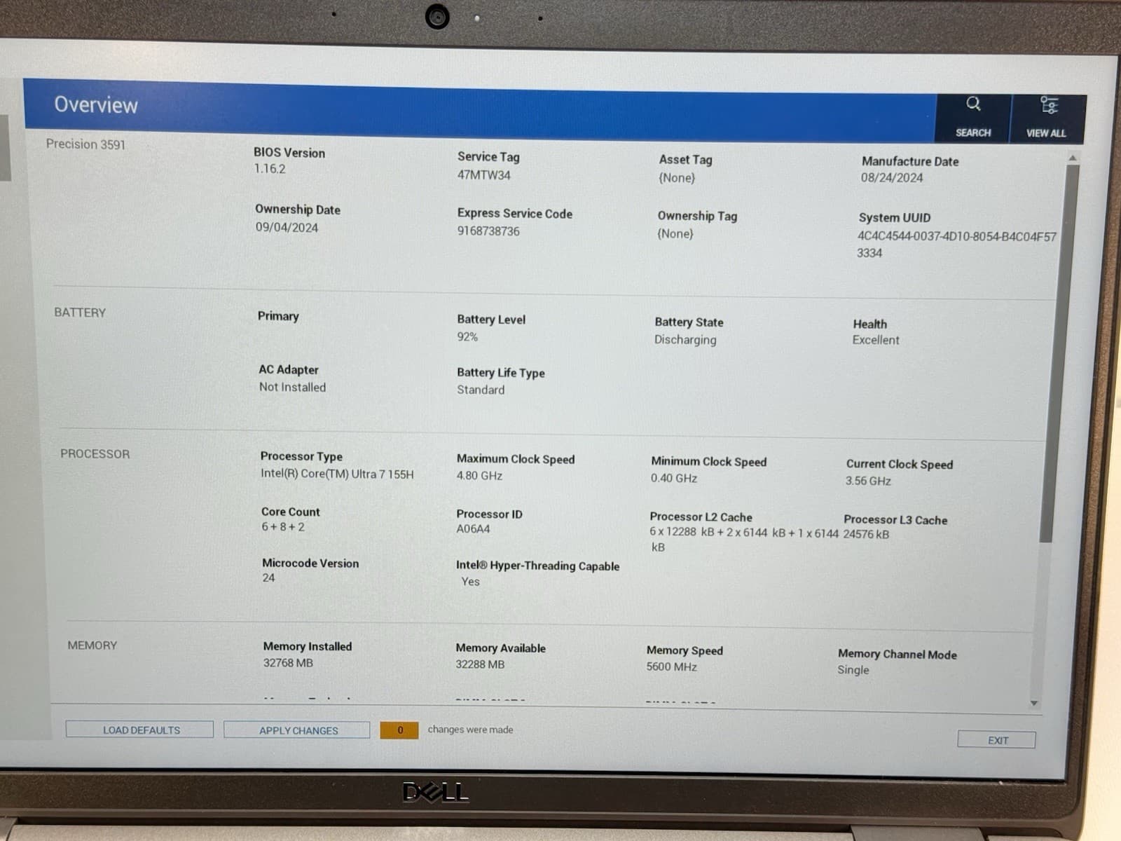 Dell Precision 3591 Intel Core Ultra 7 155H, 32GB DDR5, 1TB NVMe SSD, Win 11 5