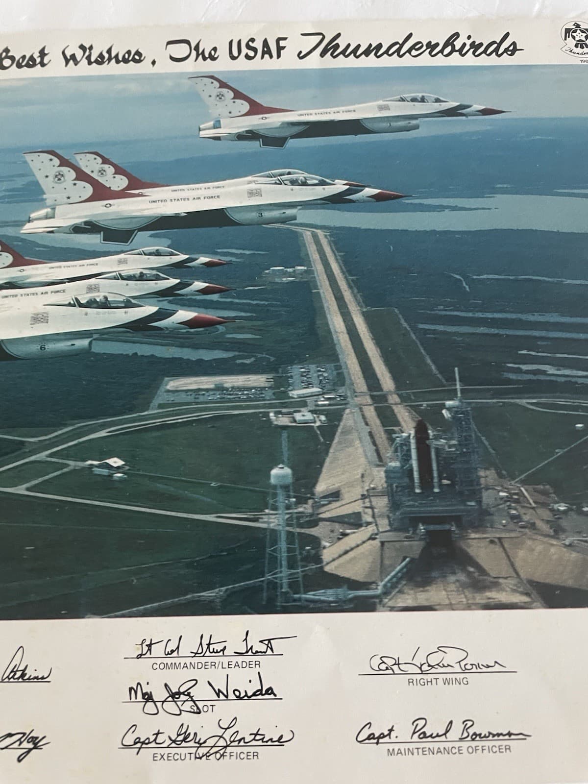 1989 USAF Thunderbirds Team Print Kennedy Space Center Shuttle Launch Pad Flyby 4