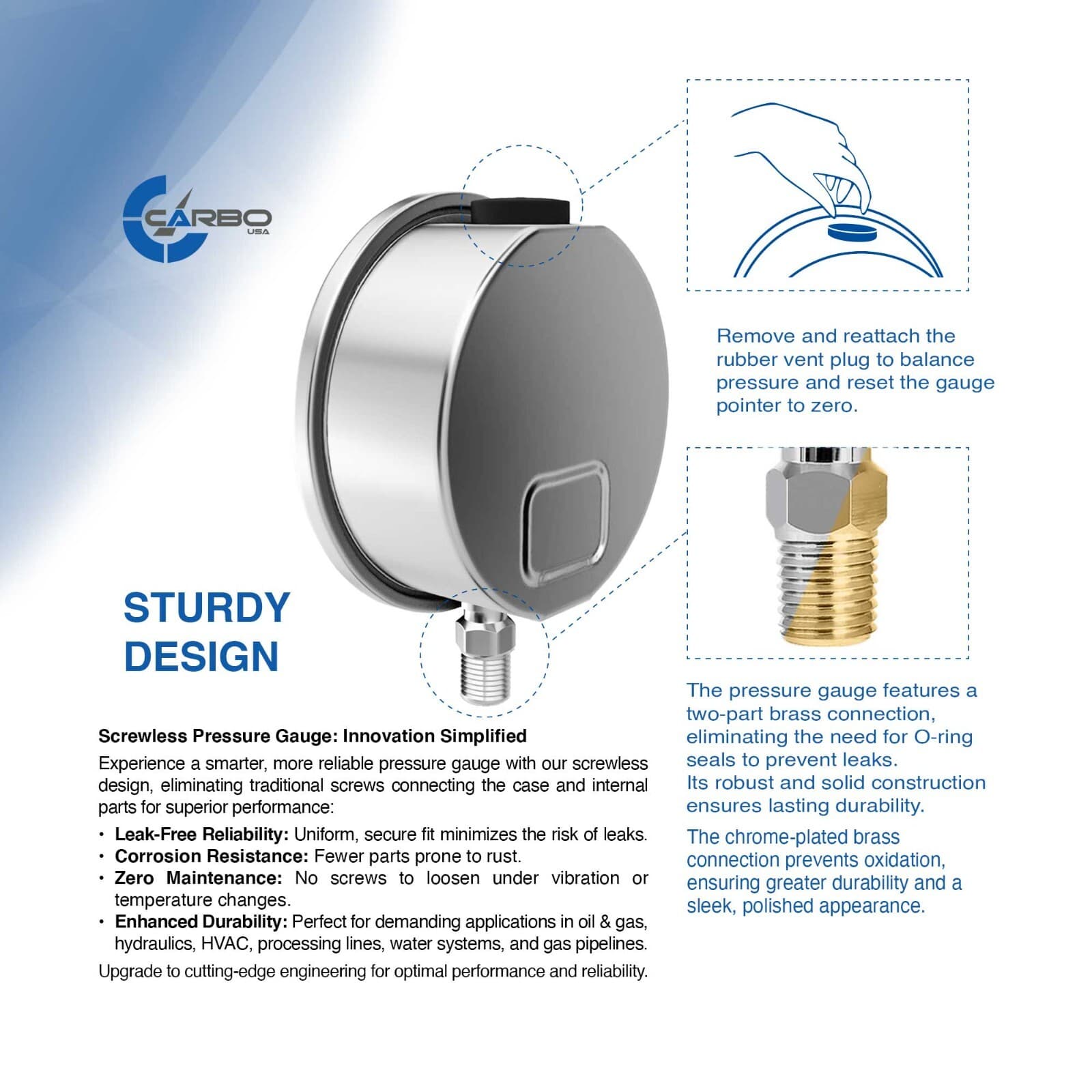 4" Pressure Gauge, Stainless Steel Case, Liquid Filled, Lower Mnt 4000 PSI 3
