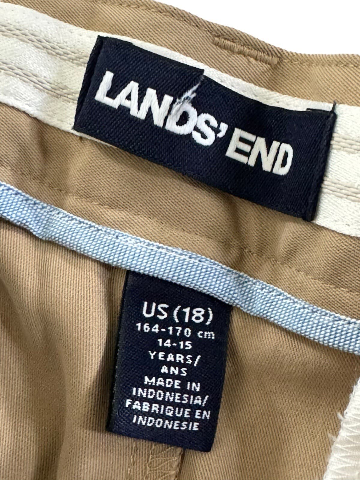 Lands End Boys 18 (14-15 Yrs) / (31Wx31 1/2L)  Active Chino Pants Khaki #5539 6