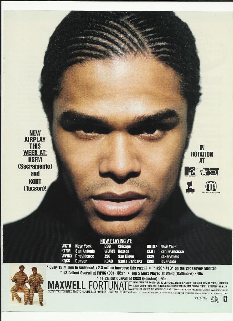 MAXWELL Fortunate Trade AD POSTER for  Life SOUNDTRACK 1999  CD MINT Condition