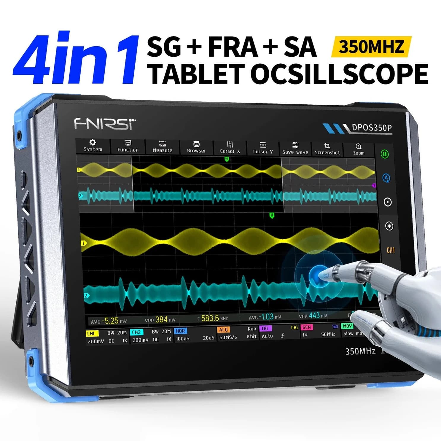 FNIRSI DPOS350P Oscilloscope Signal Generator Spectrum Analyzer Frequency Tester 3