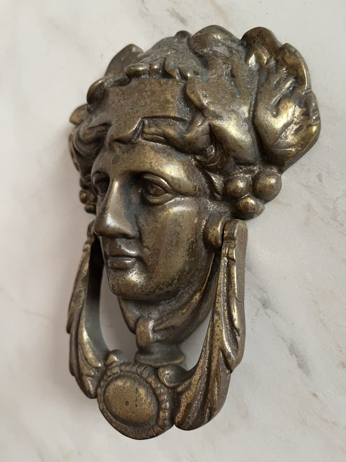 ANTIQUE c.1911 VICTORIAN FACE OF APOLLO ARCHITECTURAL SALVAGE DOORKNOCKER 2