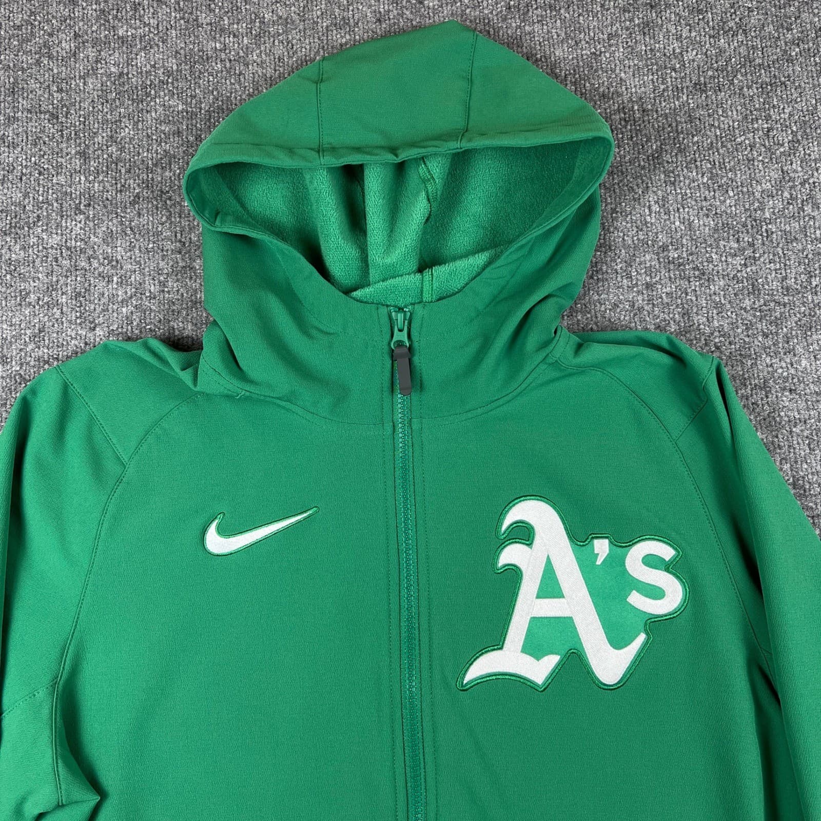 Nike Oakland Athletics Hoodie Mens L Green Full Zip Therma-Fit MLB Jacket 6