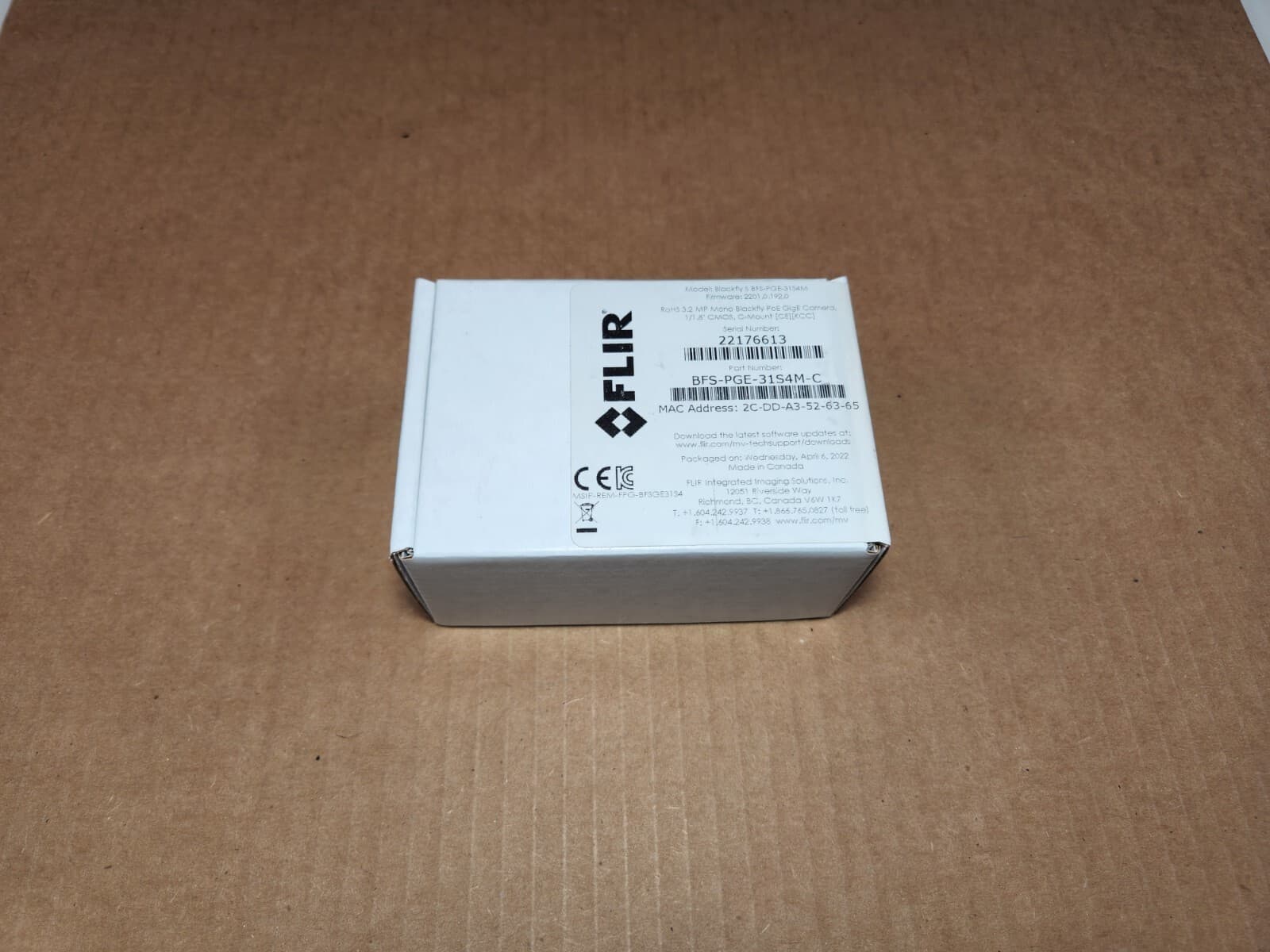 NEW FLIR BFS-PGE-31S4M-C Blackfly S GigE PoE 3.2MP Sony IMX265 Monochrome Camera 3