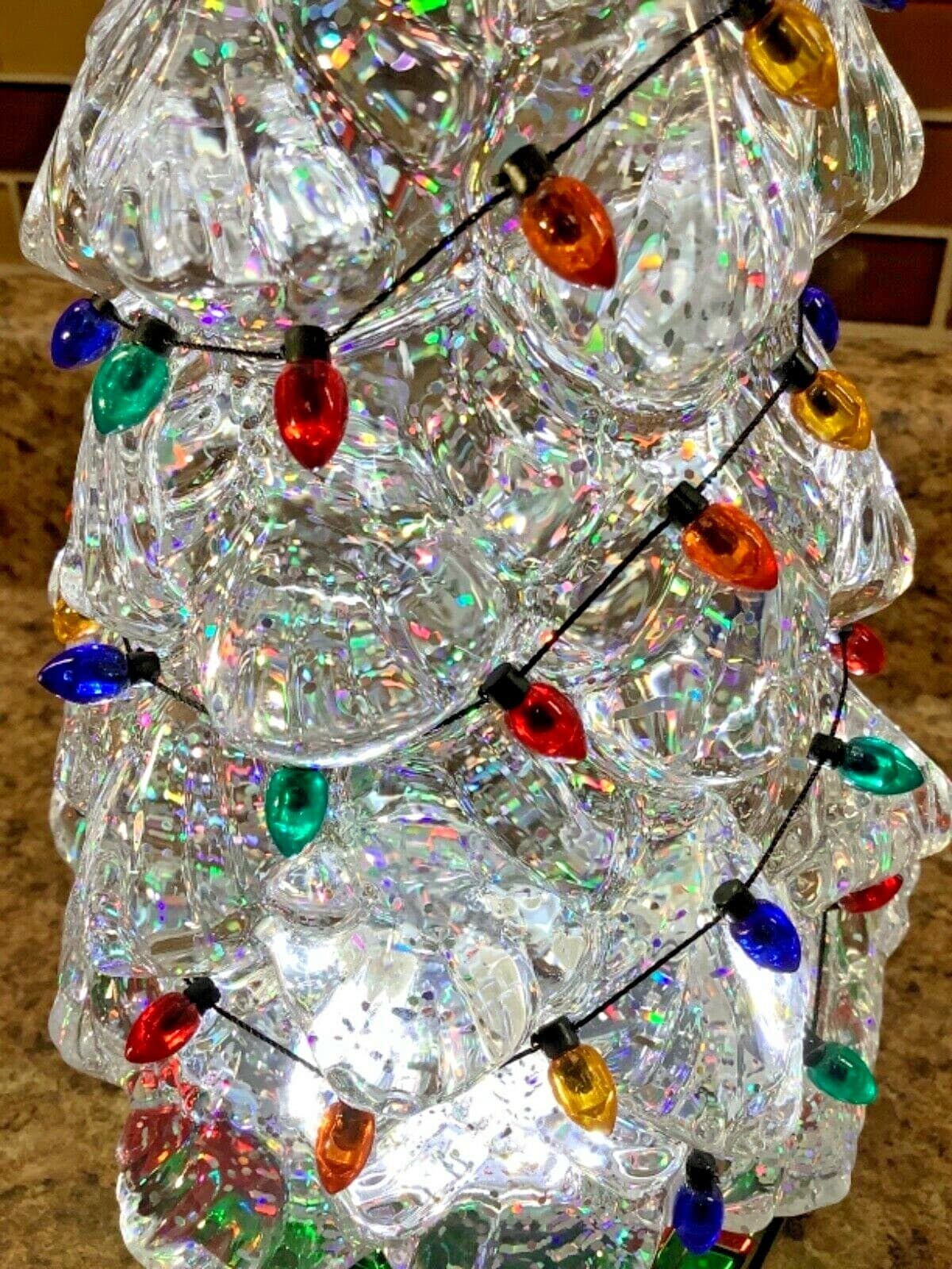 Bath & Body Works 11.25" Christmas Tree Water Globe Candle Pedestal Iridescent 5