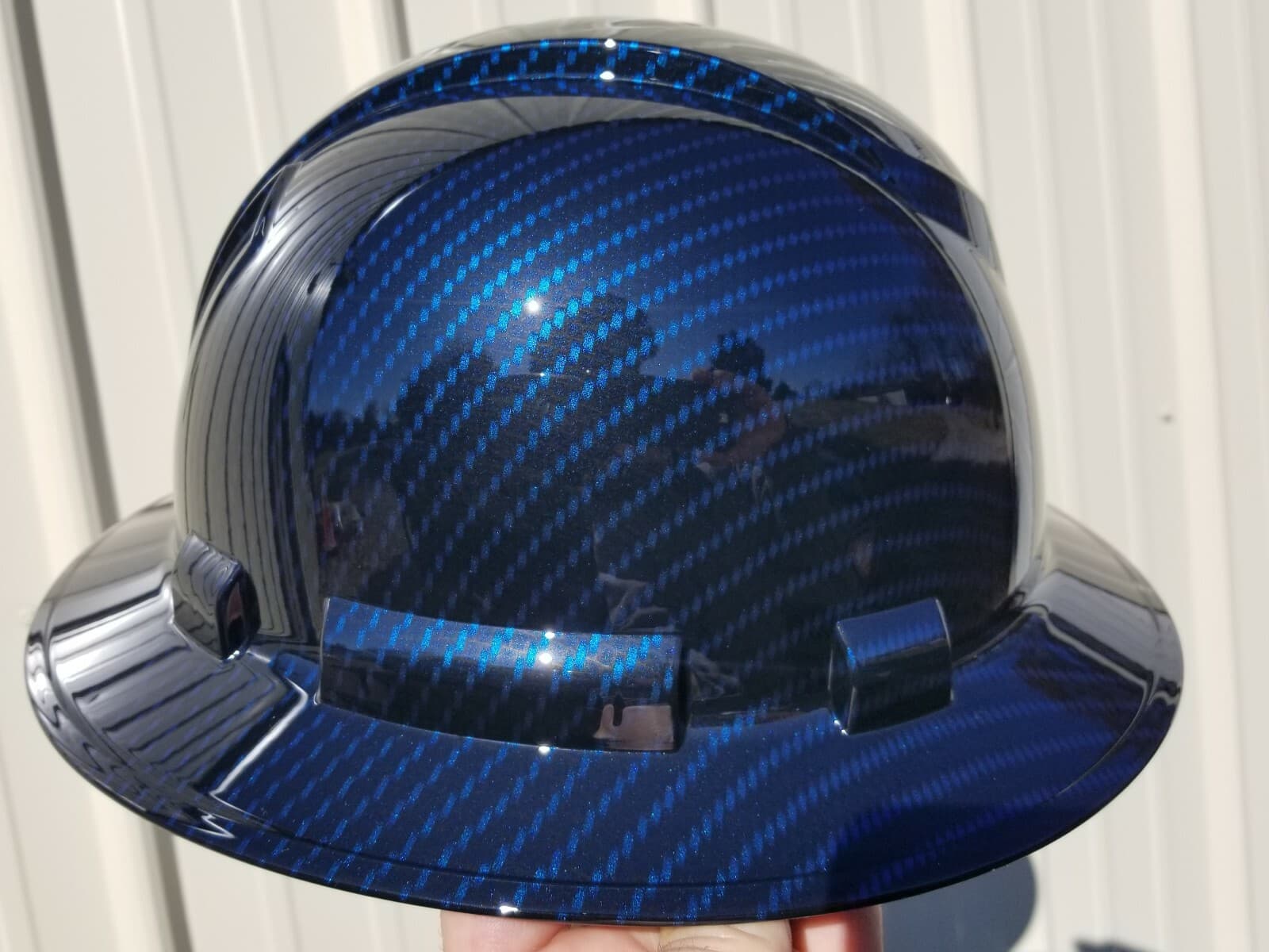 NEW FULL BRIM Hard Hat custom hydro dipped Deep blue candy carbon fiber sick  6