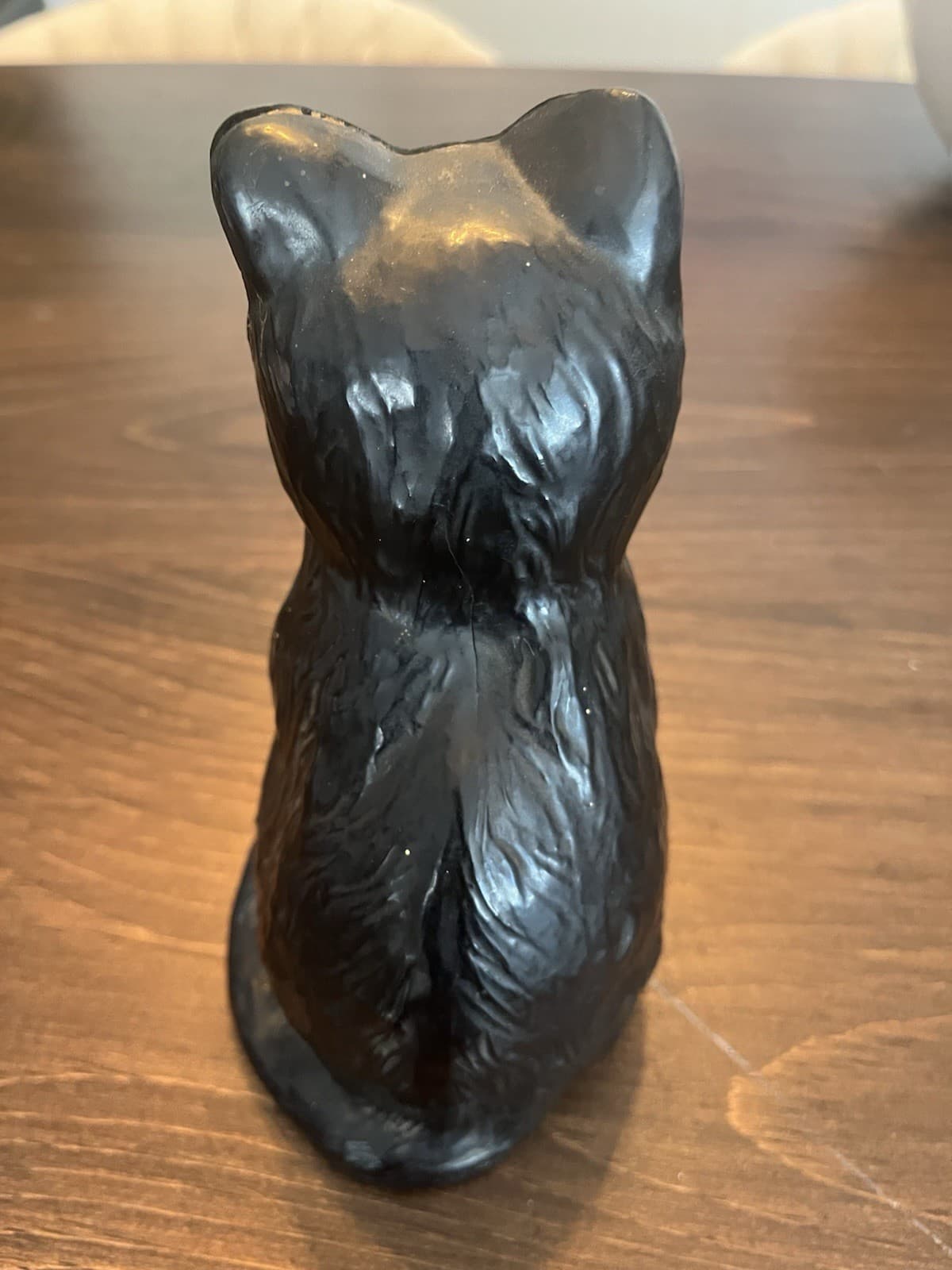 Vintage Halloween 50's Hard Plastic Sitting Black Cat Coin Bank  w/ Stopper! 6
