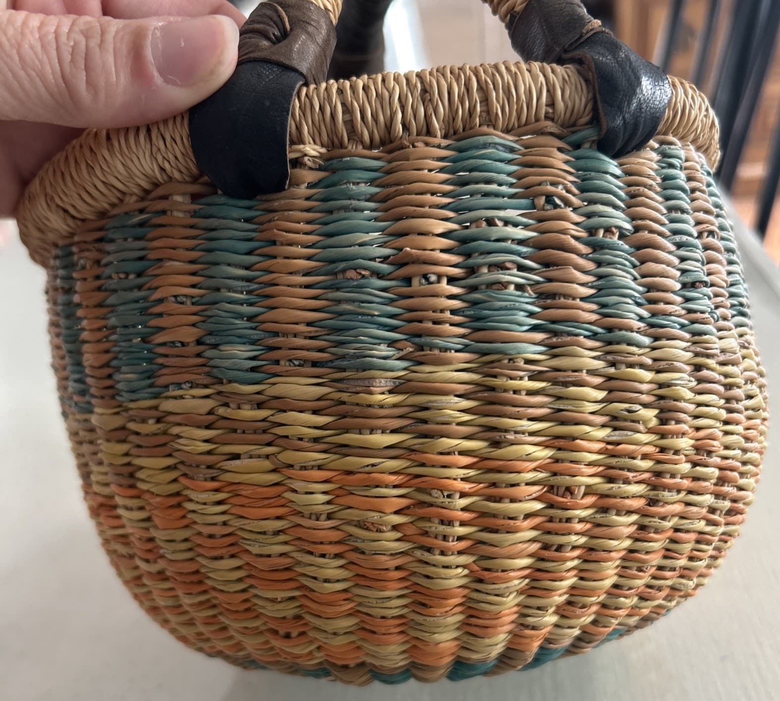 African Market Blessing Basket Handcrafted in Ghana Nyamah Adongo Signed 3