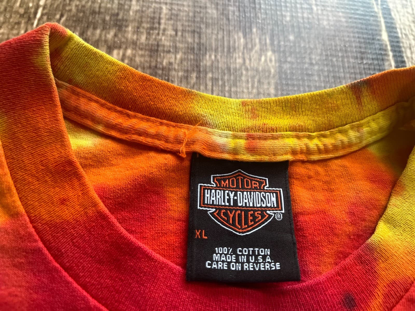 HARLEY DAVIDSON STRATMAN TIE DYE MISSISSIPPI COAST T-SHIRT USA MADE MENS XL EUC 5