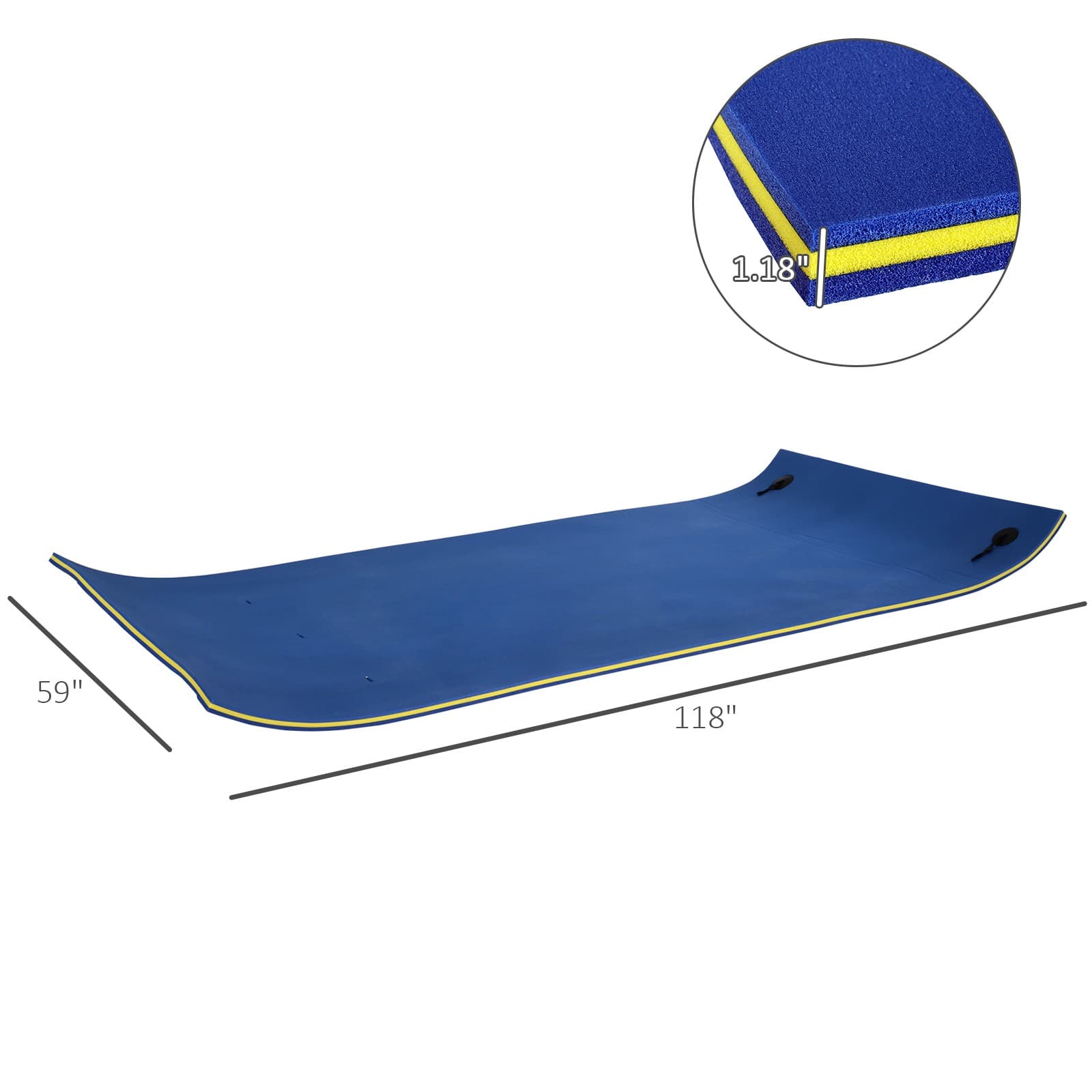 3-Layer Roll-Up Pool Floating Pad for Lake Ocean Swim Platform Water Mat Float 3