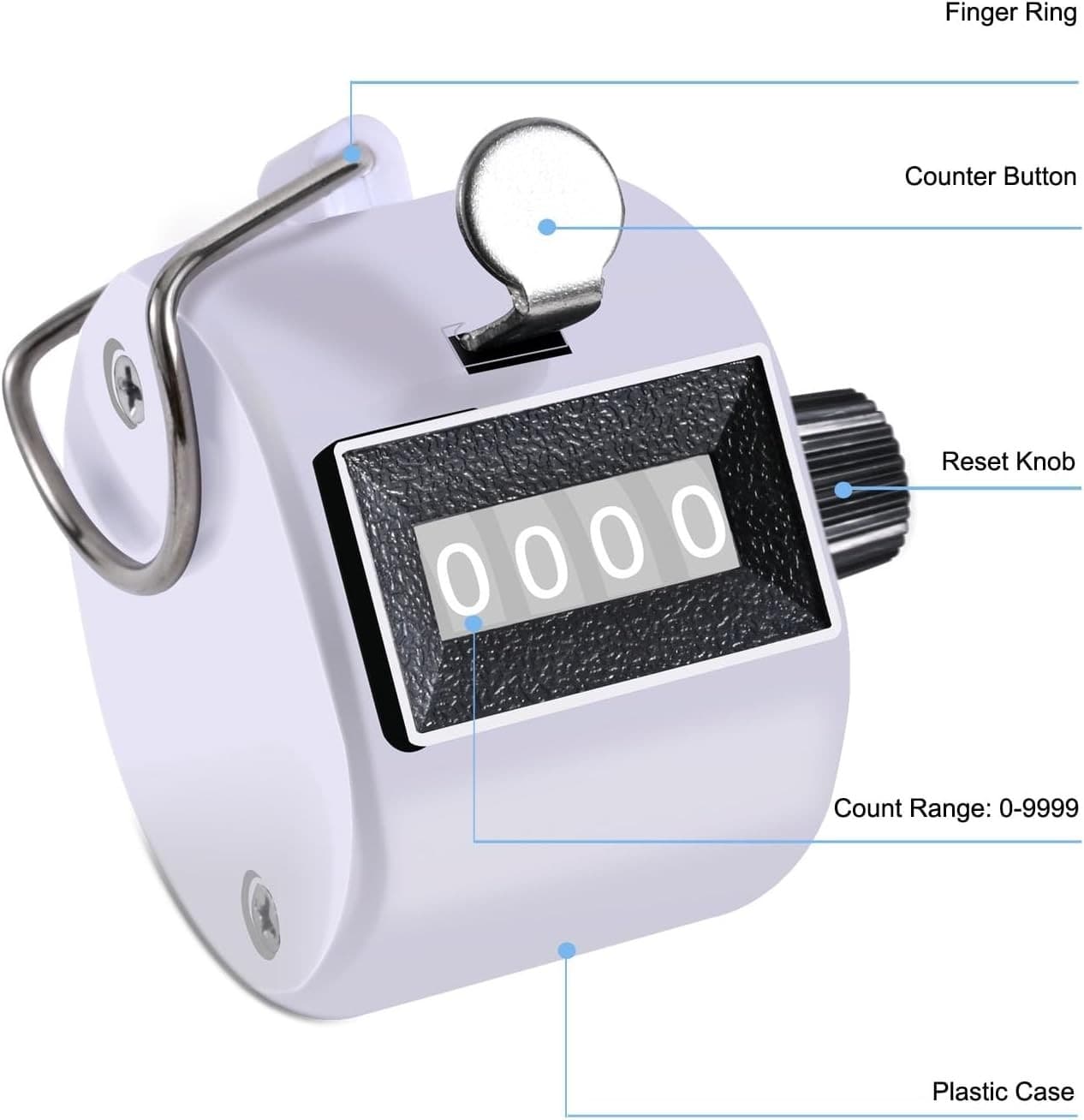 Clicker Counter Handheld Tally 4-Digit Number Counter, 2 Pink White  3