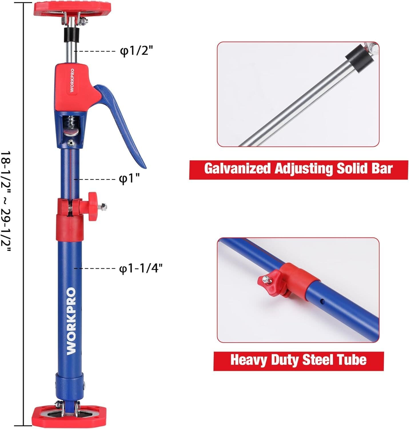 WORKPRO Cabinet Jack Support Pole, 18-1/2" to 29-1/2" with 154 lbs Capacity NEW 2
