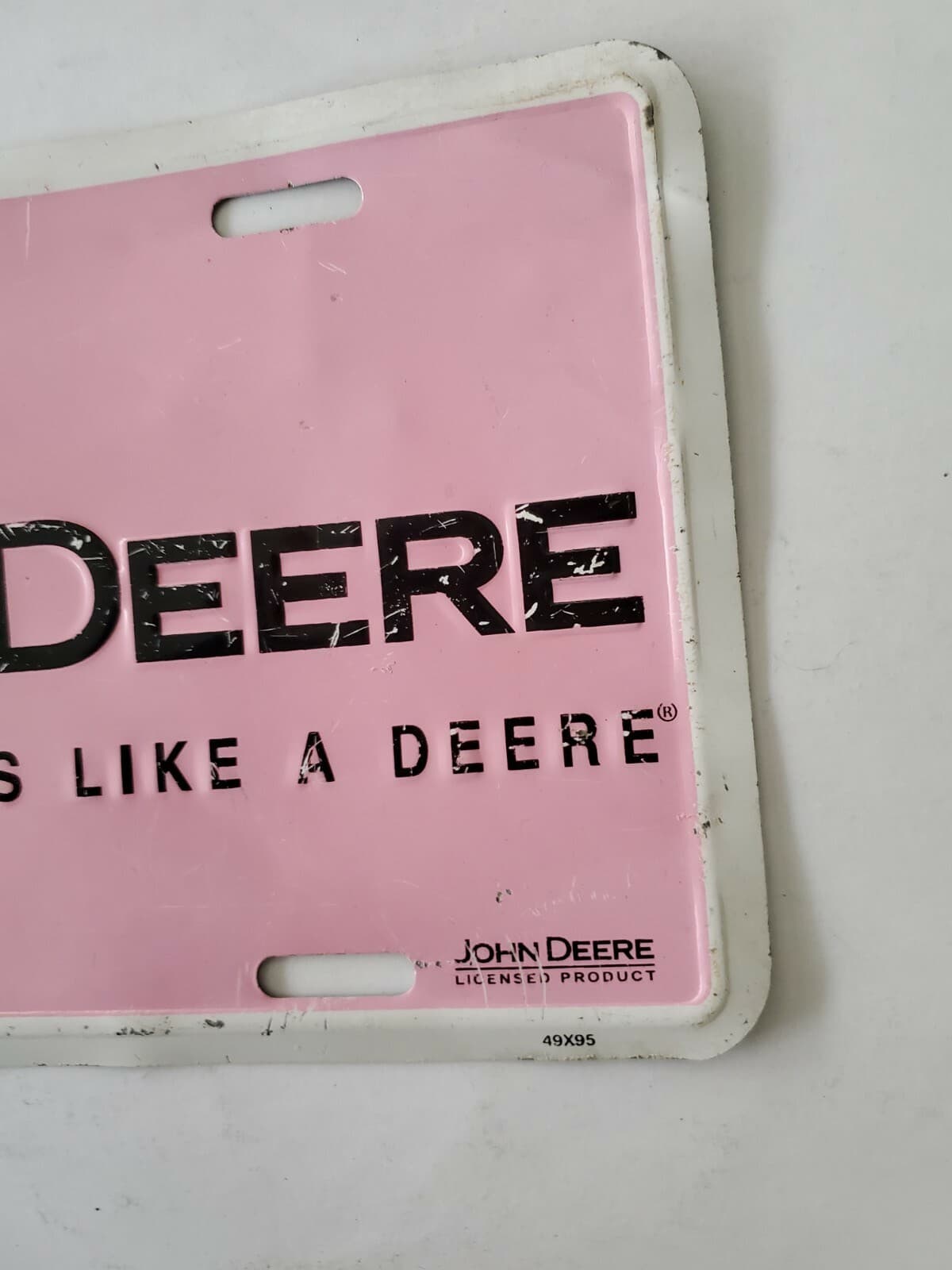 John Deere License Plate Pink Metal Shows Use 4