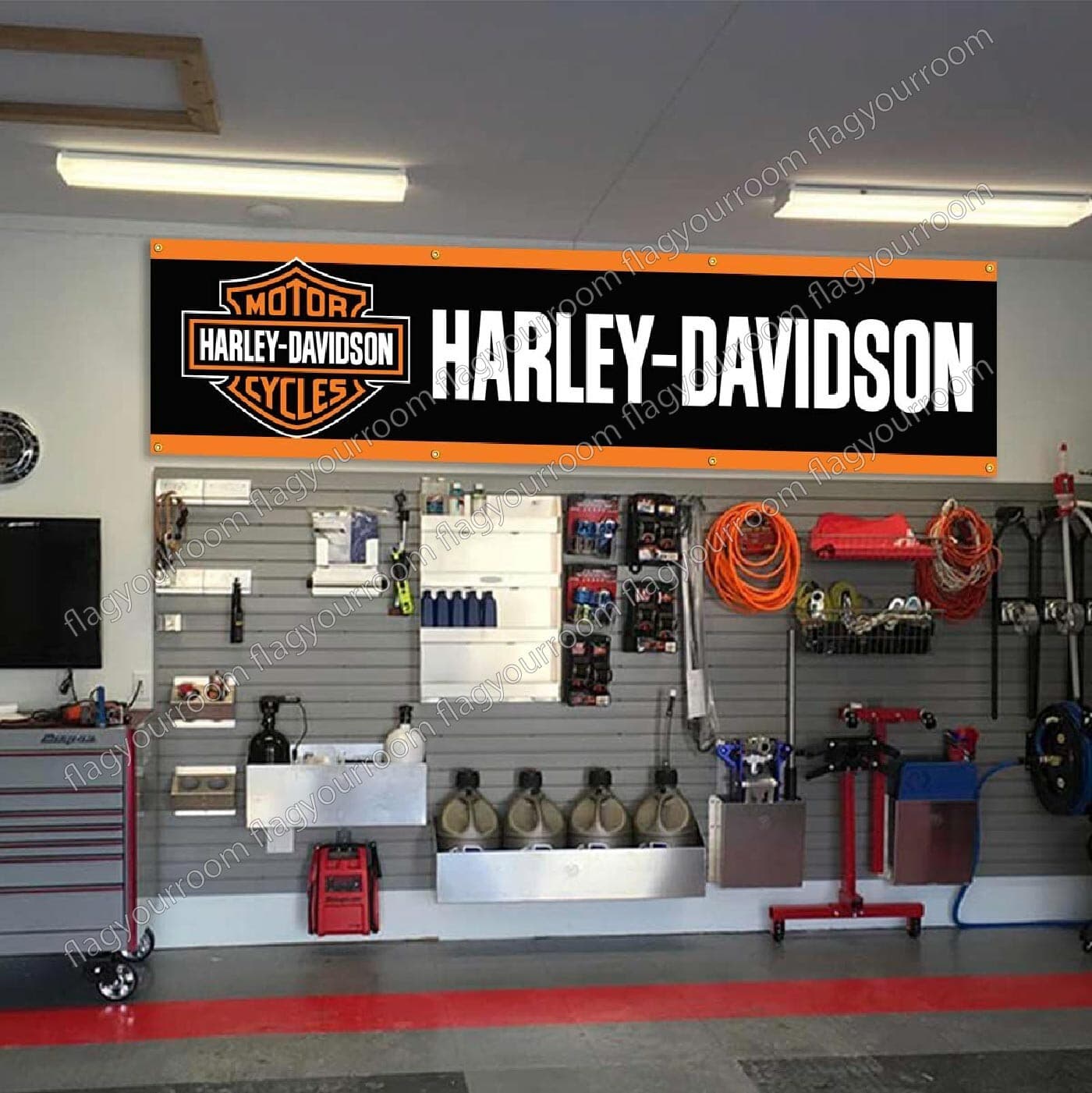 Harley Davidson Motorcycle 2x8 ft Garage Sign Banner Flag Mount Garden Grommets 3