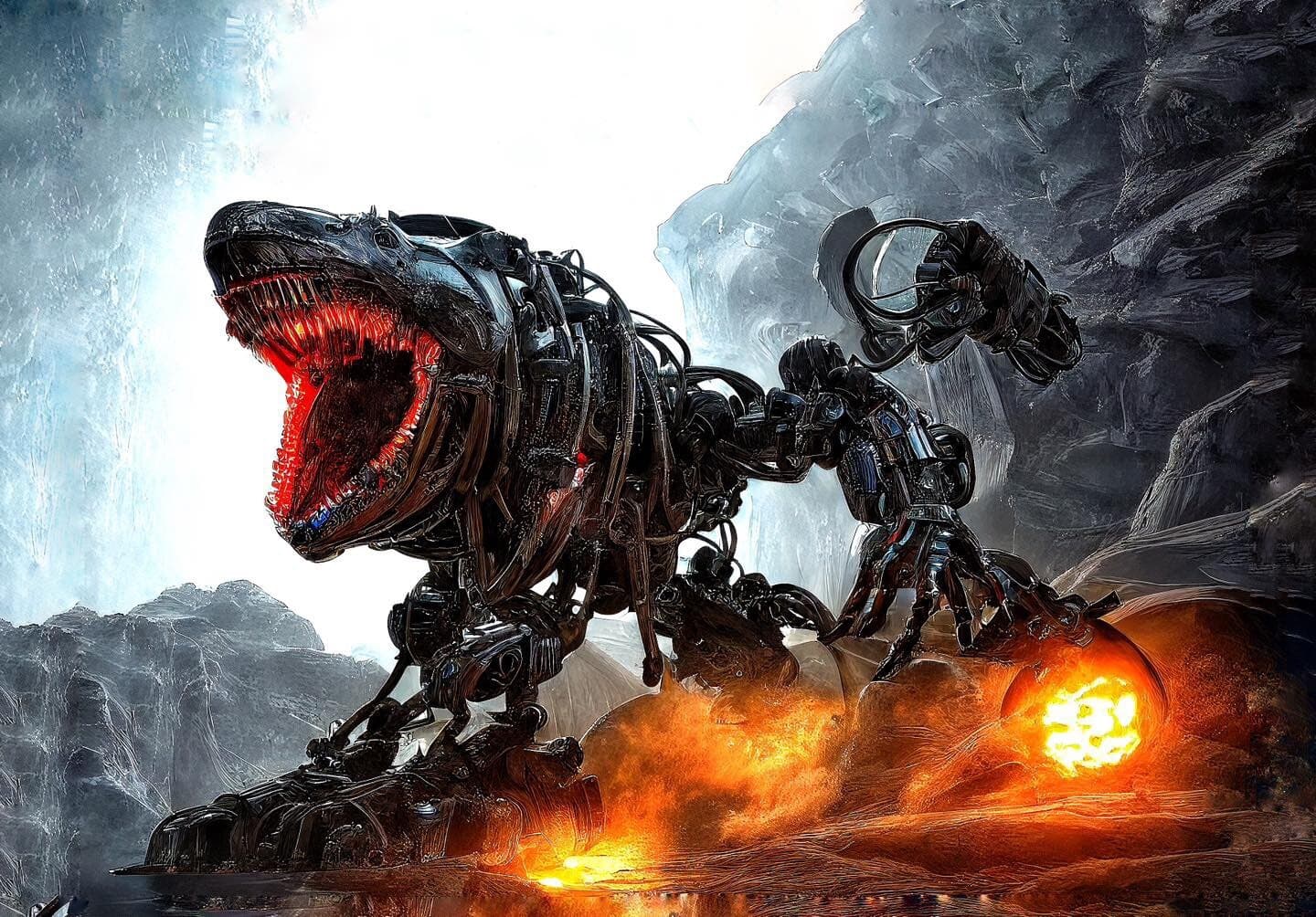 Fireball Shark In Metal - NFT #1 of 1 Generative Abstract Art NFTArt AI Artwork 2