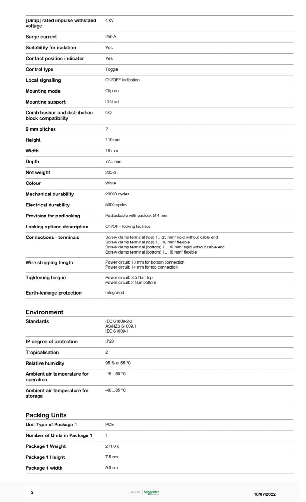 Schneider Electric RCBO 10A C 30mA A 230V 1PPNS / A9D61810 3