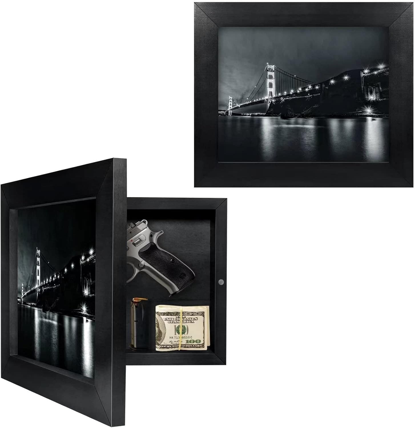 Elegant Wooden Picture Frame with Hidden Gun Safe & Valuables Storage 3