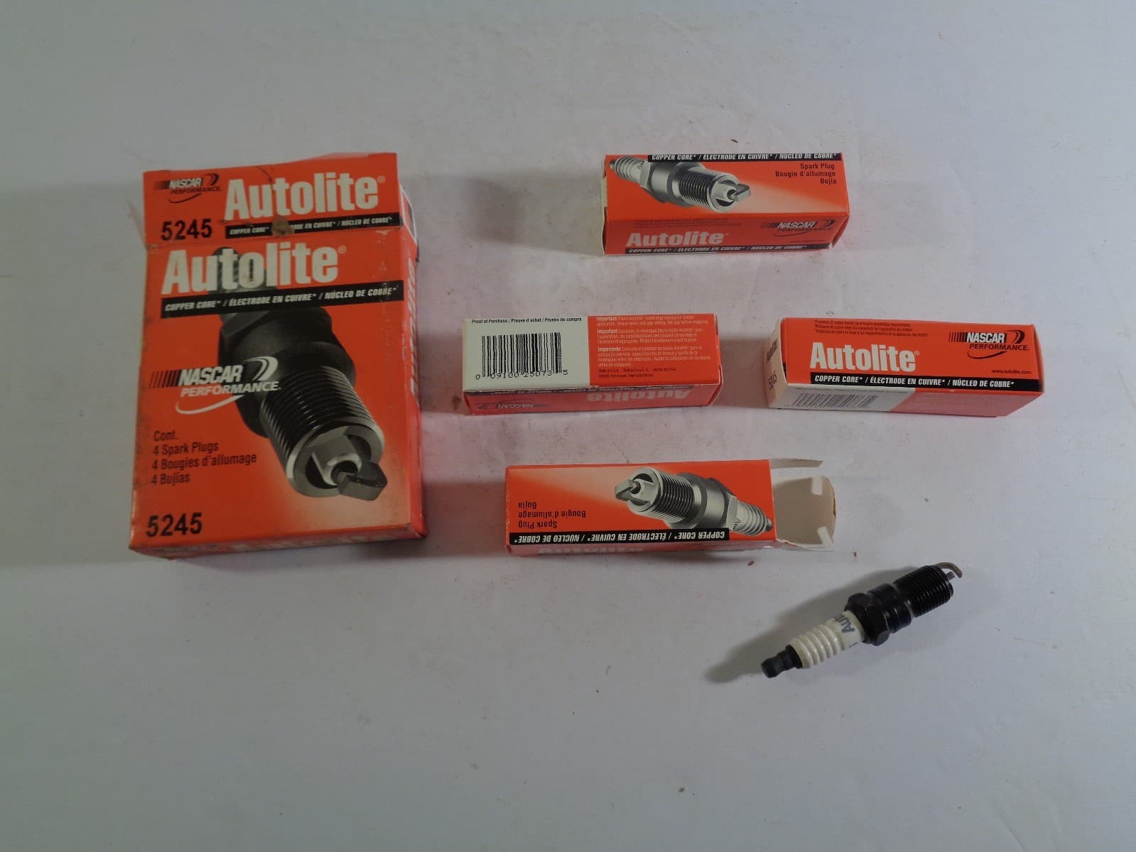 Autolite Spark Plugs 5245 Nascar Performance USA Box is Rough Unused Set of 4 5